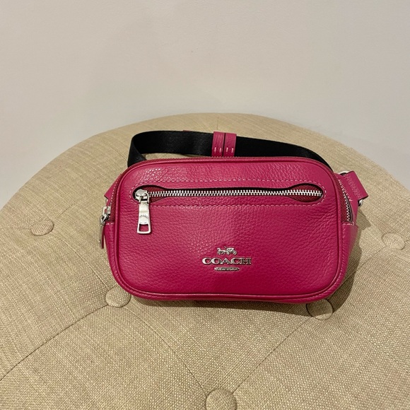 Coach Fuchsia Pebble Leather Mini Belt Bag - Picture 2 of 8